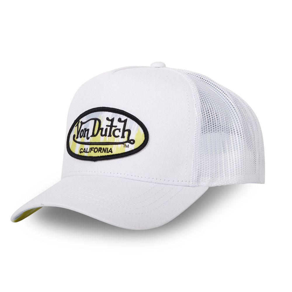 Von Dutch Trucker Snapback Closure Vibes Cap White / Yellow | US-FJYPWK416