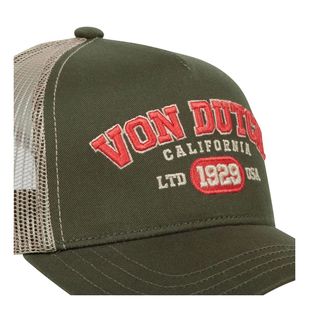 Von Dutch Trucker Snapback Collar Closure Cap Khaki / Orange | US-PZCFGI154