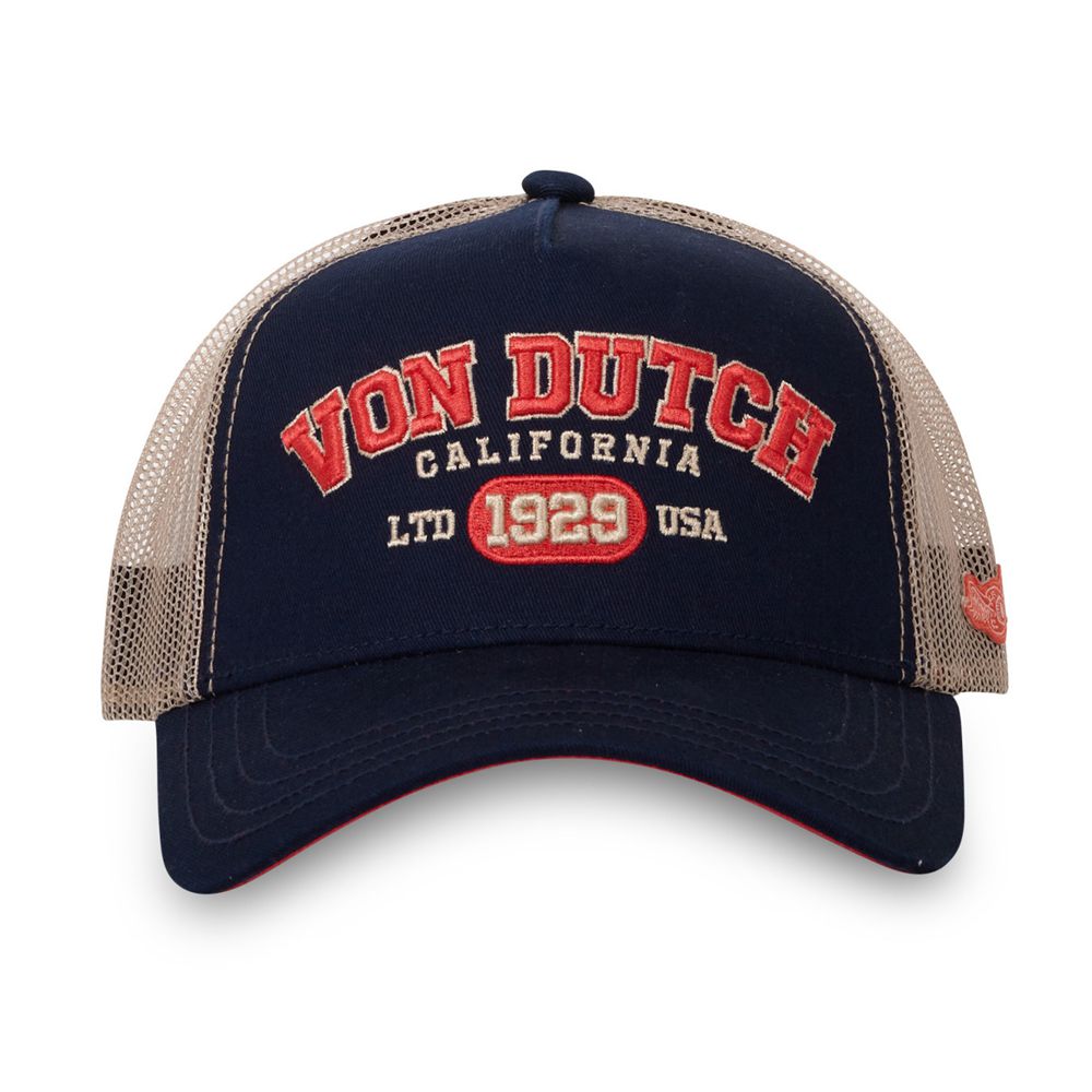 Von Dutch Trucker Snapback Collar Closure Cap Blue / Orange | US-DAKIQH618