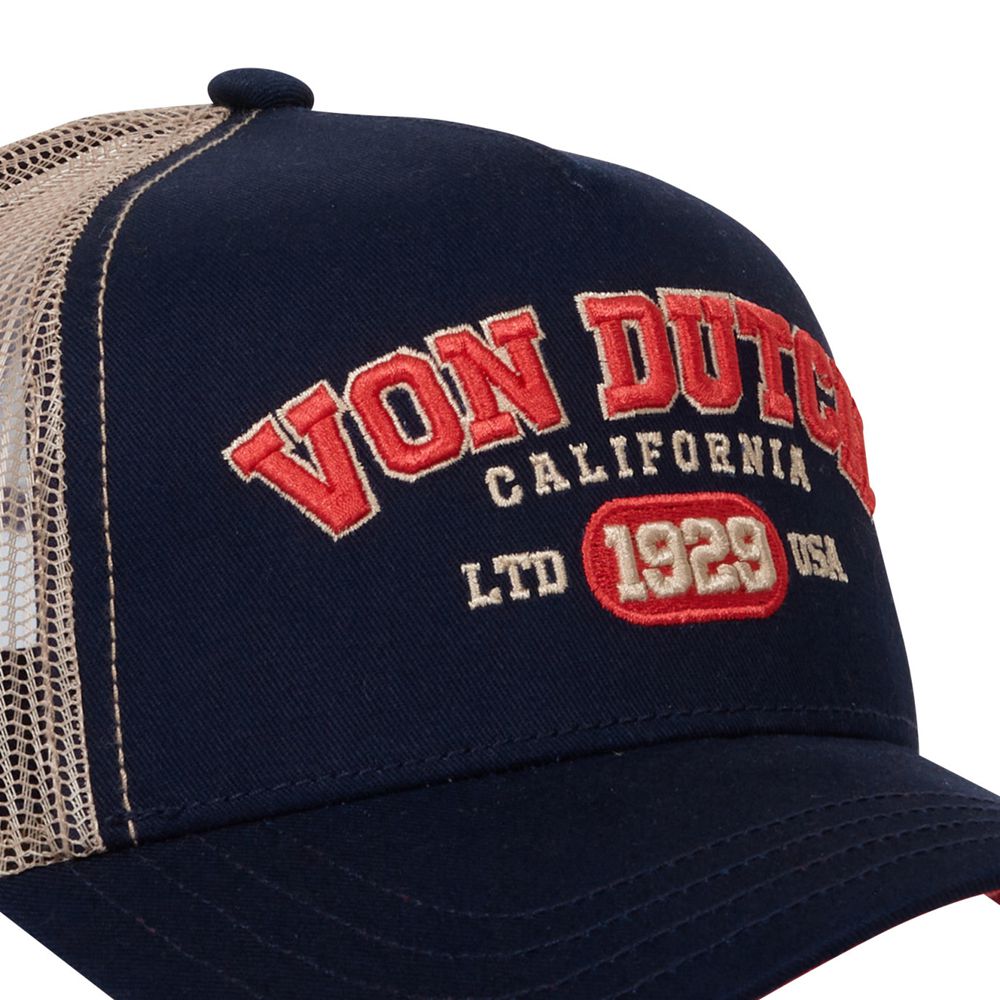 Von Dutch Trucker Snapback Collar Closure Cap Blue / Orange | US-DAKIQH618