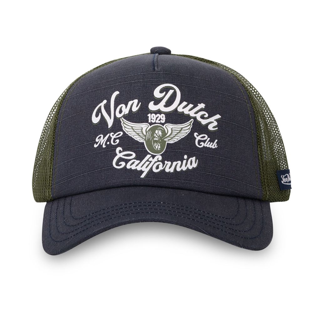 Von Dutch Trucker Snapback Crew Closure Cap Grey / Blue | US-YQWGNO645