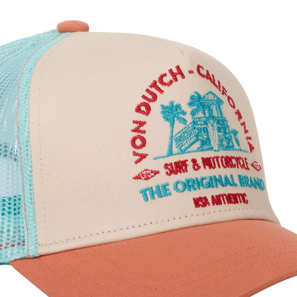 Von Dutch Trucker Snapback Surf Closure Cap Blue / Beige / Orange | US-TYZUXA519