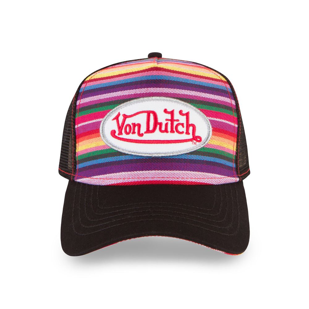 Von Dutch Trucker Striped Blanket Cap Black / Multicolor | US-FUZHTG467