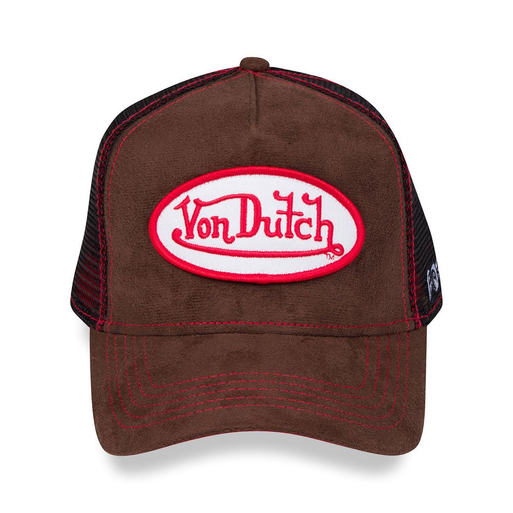 Von Dutch Trucker Suede Cap Dark Brown | US-PYFGCA085