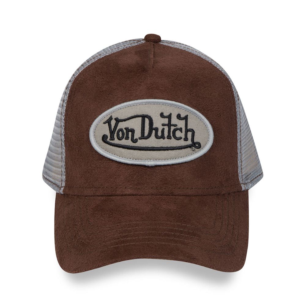 Von Dutch Trucker Suede Cap Dark Brown | US-BULREY824