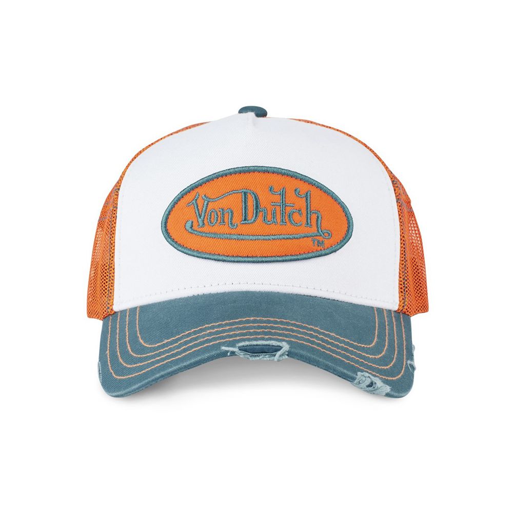 Von Dutch Trucker With Hun Net Cap White / Orange | US-GDFOYS248