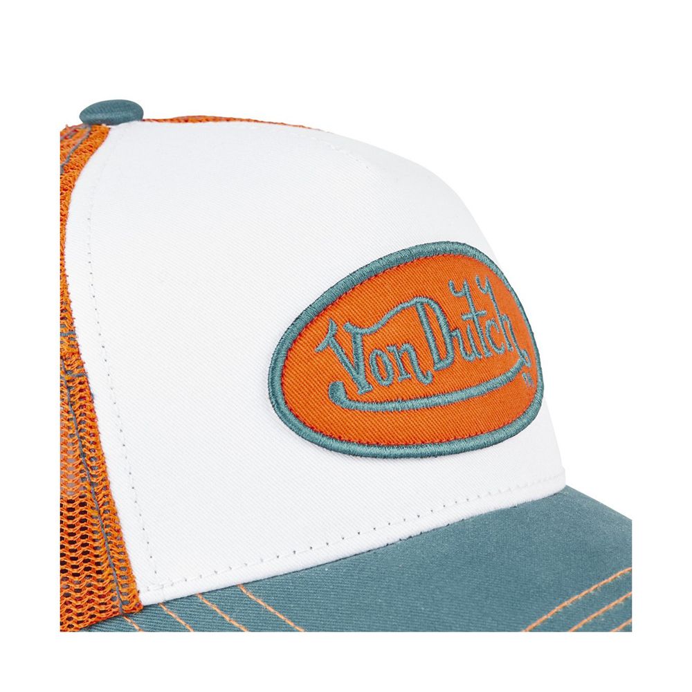 Von Dutch Trucker With Hun Net Cap White / Orange | US-GDFOYS248