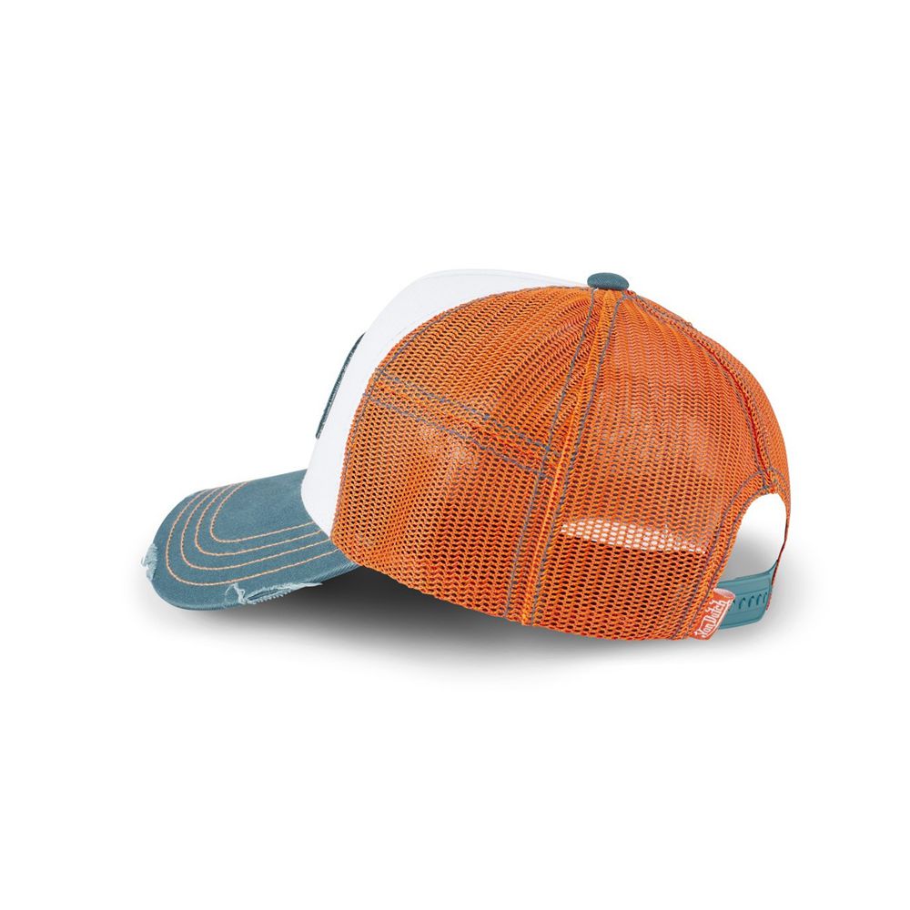 Von Dutch Trucker With Hun Net Cap White / Orange | US-GDFOYS248