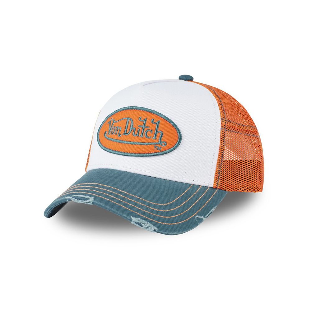 Von Dutch Trucker With Hun Net Cap White / Orange | US-GDFOYS248