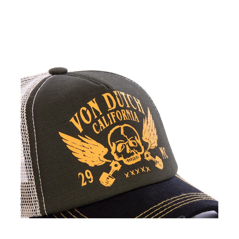 Von Dutch Trucker With Net Boy Crew Cap Olive / Yellow | US-VILYSX749