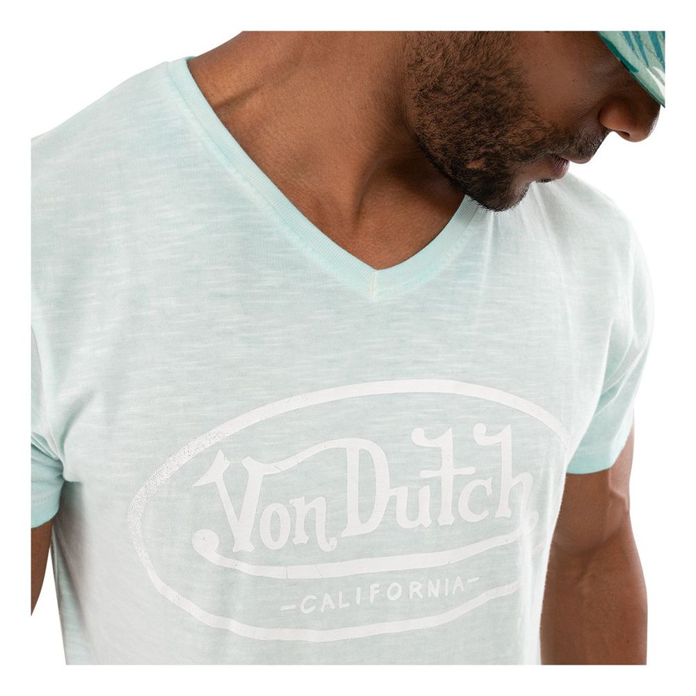 Von Dutch Tyron Cotton V-Neck Men T-Shirt Green | US-KDOVWC730