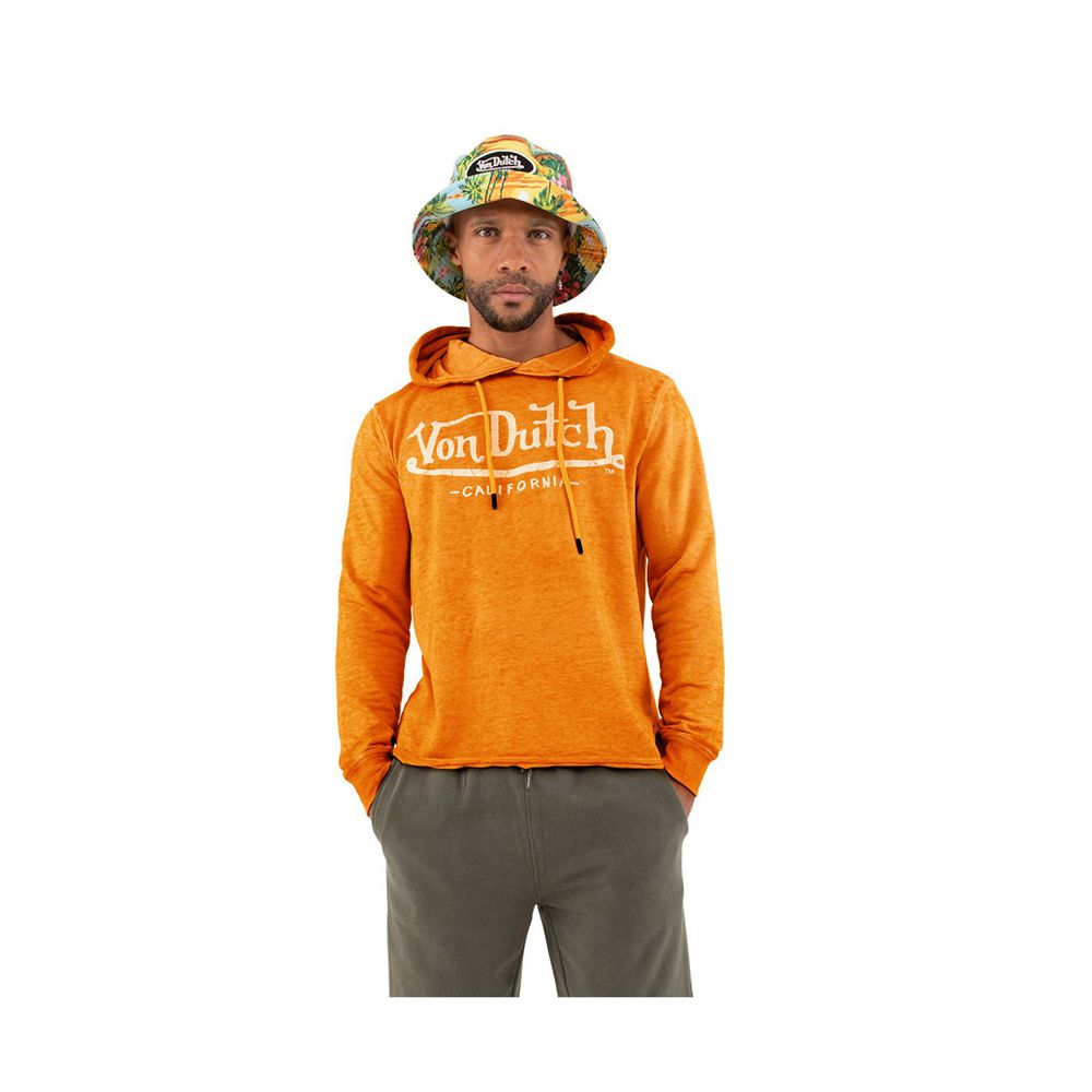 Von Dutch Use Ryan Cotton Men Hoodie Orange / White | US-SCUMJP430