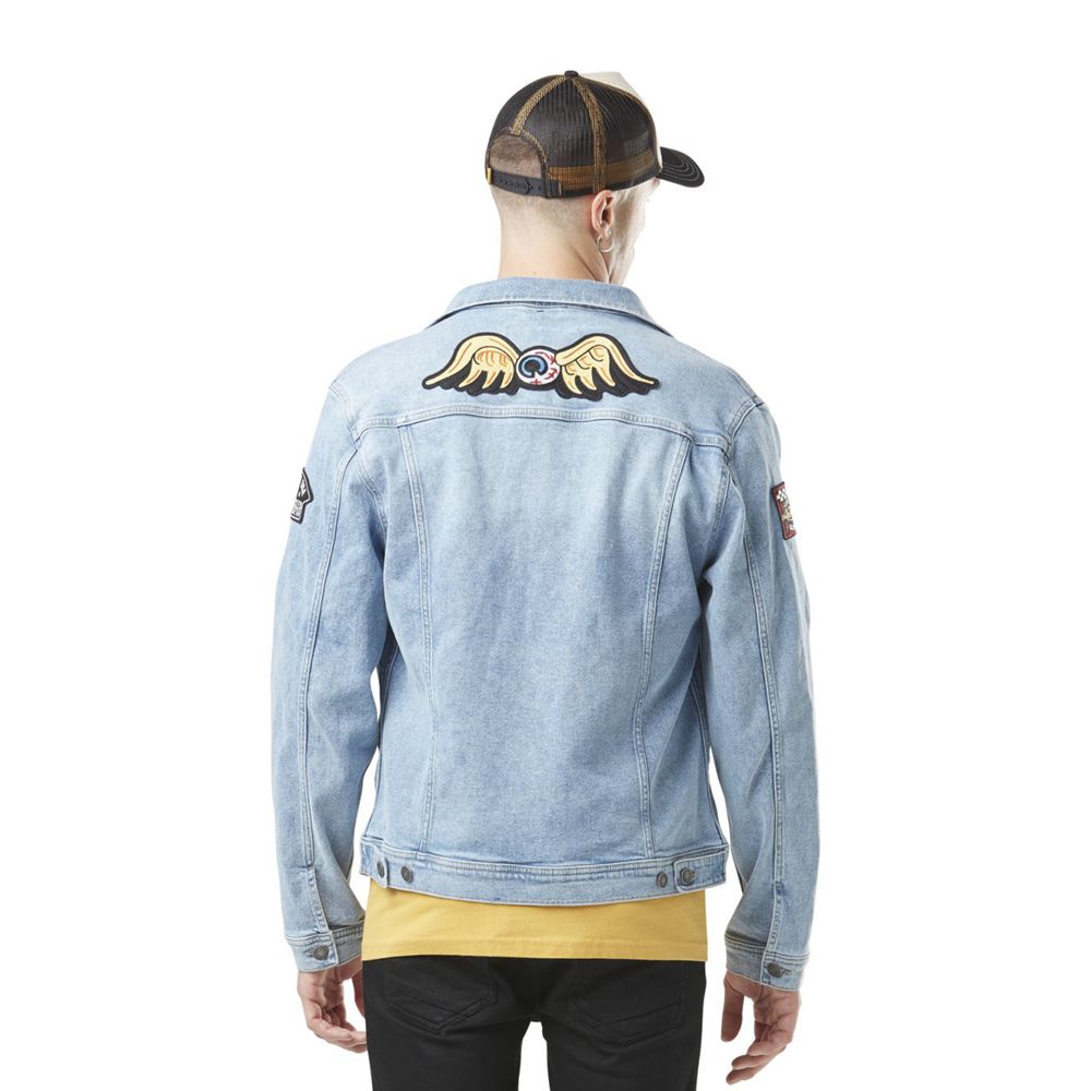 Von Dutch Used Men Denim Jacket Blue | US-RVCXDN240