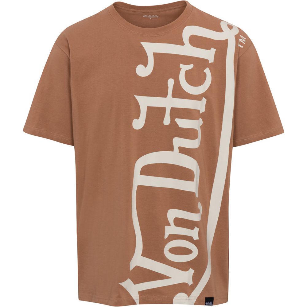 Von Dutch Vertical Logo Ss Men T-Shirt Brown / Cream | US-AZWMPO092