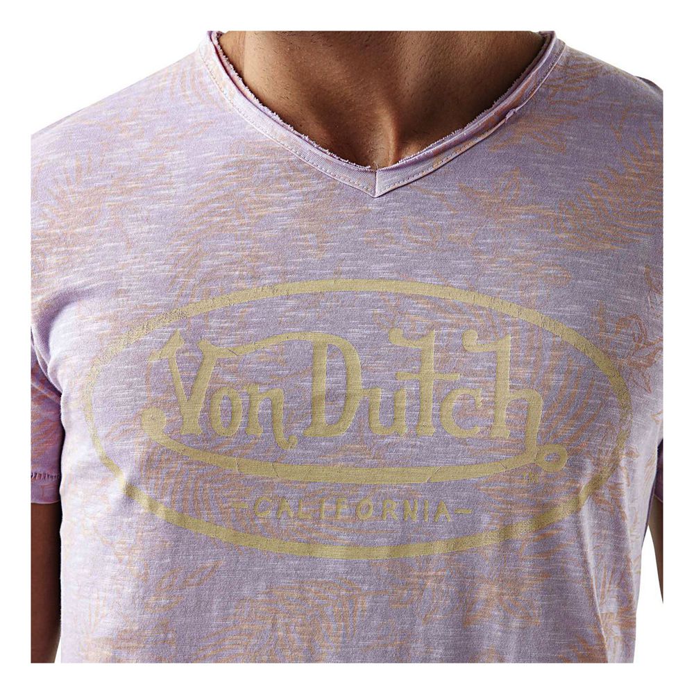 Von Dutch V-neck With Cotton Treatment Ron Men T-Shirt Purple / White | US-COKDMI250