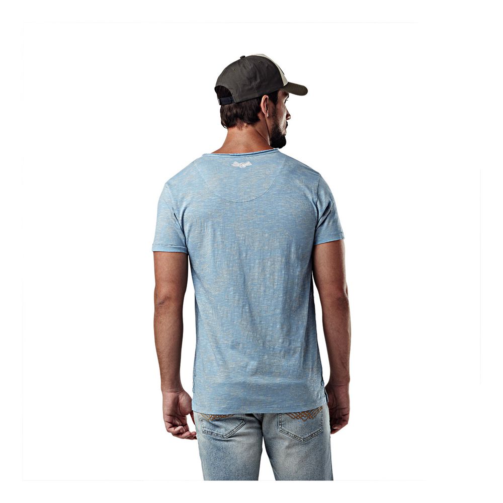 Von Dutch V-neck With Cotton Treatment Ron Men T-Shirt Yellow / Blue | US-AYIRWS160