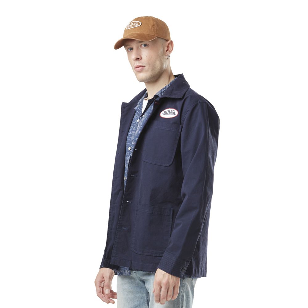 Von Dutch Wheels Twill Worker Men Jacket Blue | US-QBFDTV745