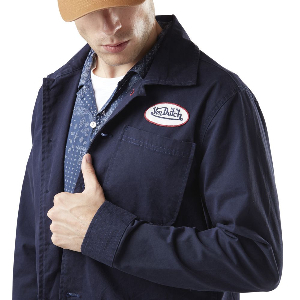 Von Dutch Wheels Twill Worker Men Jacket Blue | US-QBFDTV745