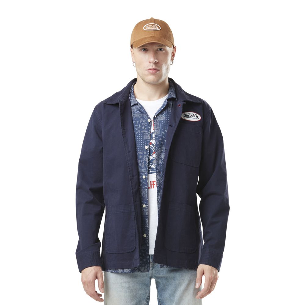 Von Dutch Wheels Twill Worker Men Jacket Blue | US-QBFDTV745