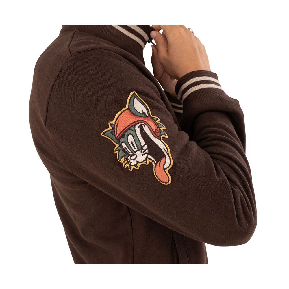 Von Dutch Zipped With Embroidered Patch Buddy Men Sweatshirt Brown / White | US-QTFIRC351