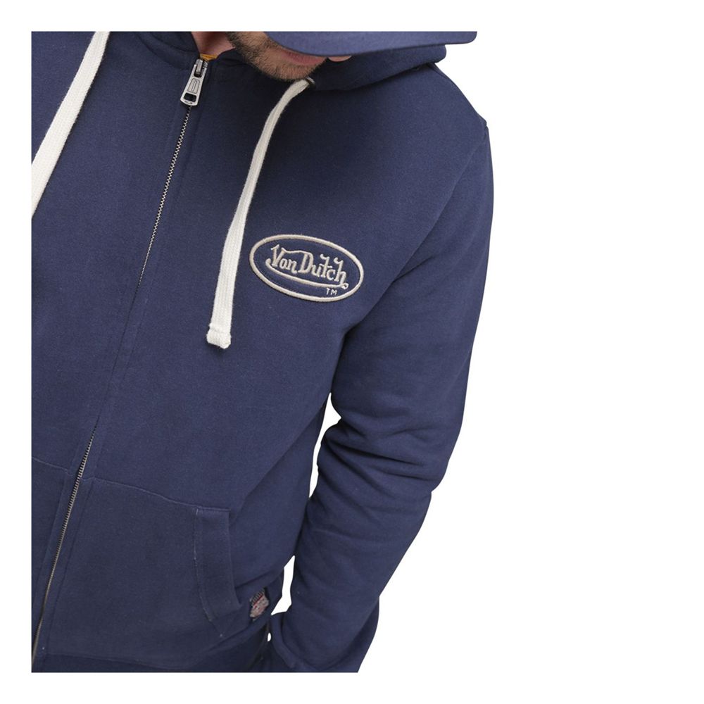 Von Dutch Zipped With In Camp Cotton Men Hoodie Dark Blue | US-YRHKAC628